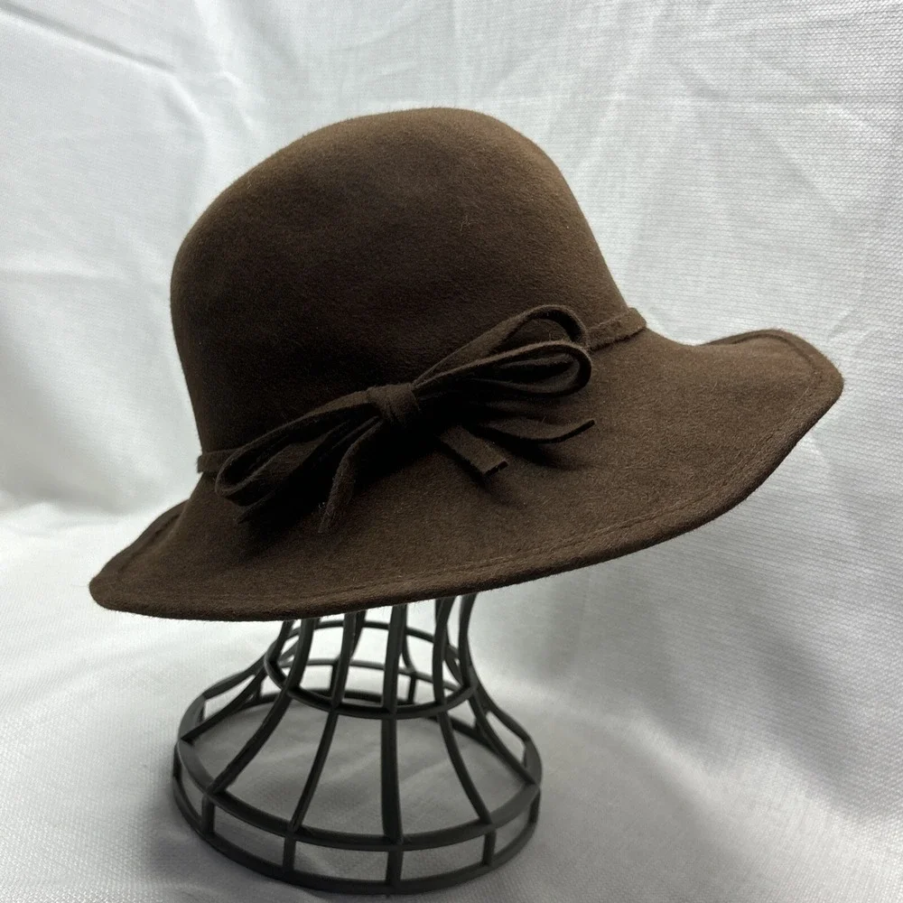 Vintage‎ 80s Hat Jeanne Marie Women's Wool Felt Brown Church Derby Kathy Retro